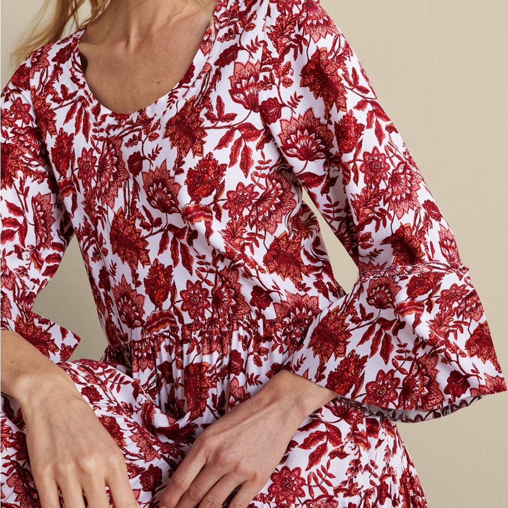 Soft Surroundings Red and White Ruffled Tiered Sundress - Picture 3 of 6